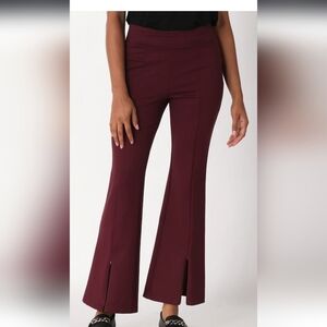 NWOT Wynne Layers Burgundy Double Knit Zipper Pants